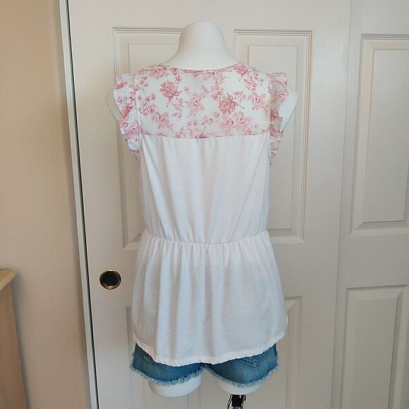 Parallel Skies floral ruffle sleeveless top sz S - Picture 5 of 7